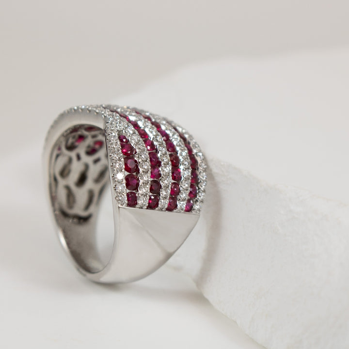 14KW Wide Ruby & Diamond Statement Ring