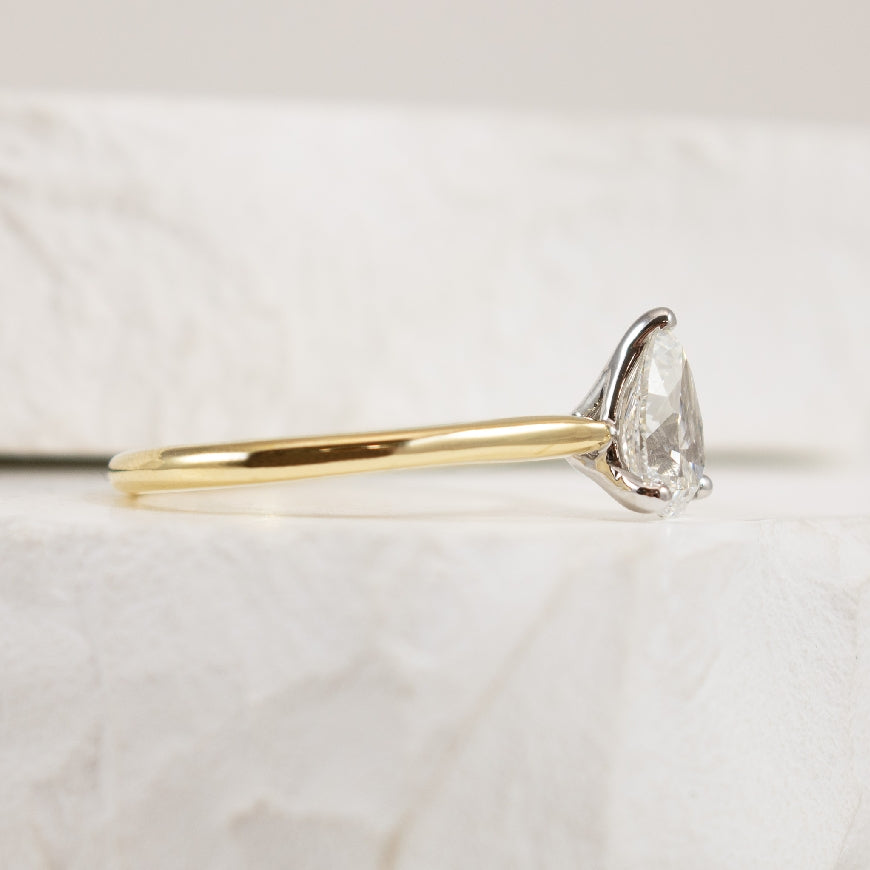 14KYW Diamond Pear Solitaire Engagement Ring