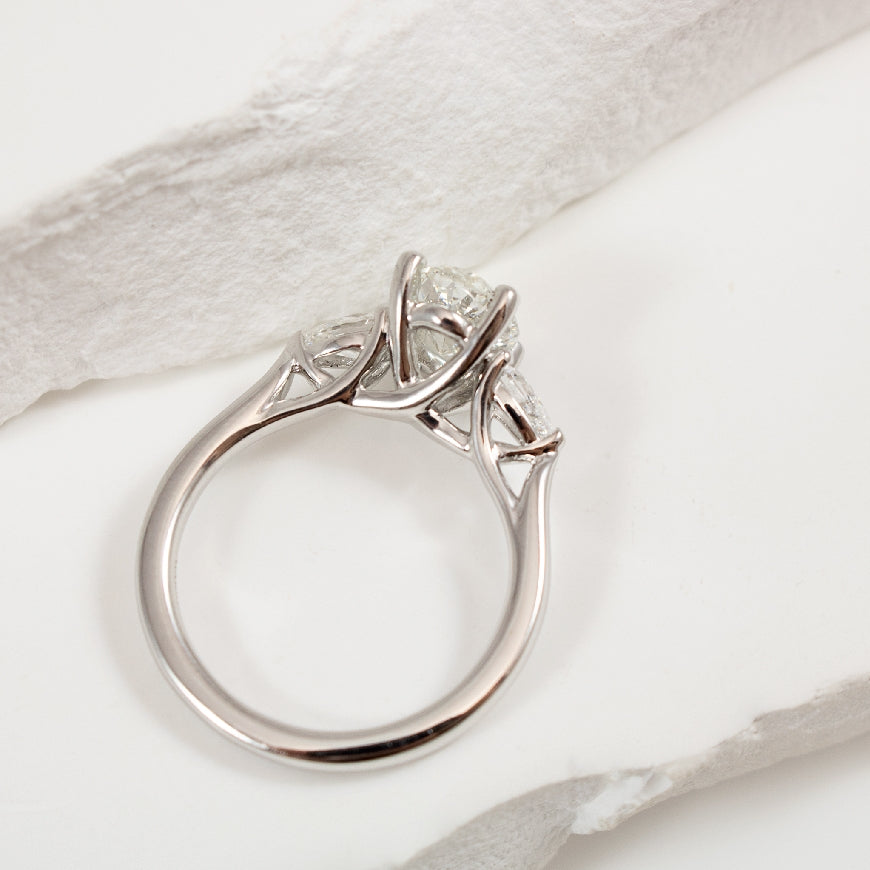 14KW 1.50CT Oval Trinity Diamond Engagement Ring