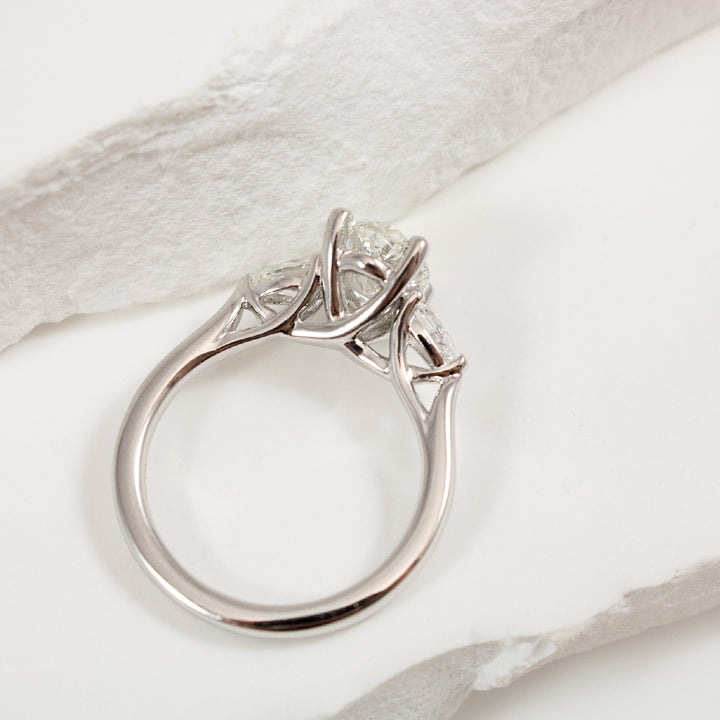 14KW 1.50CT Oval Trinity Diamond Engagement Ring