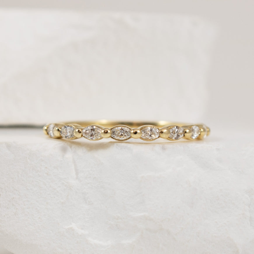 14KY 0.26CT Marquise Cut Diamond Band                

14K Yellow Gold Lab Grown Diamond Marquise Cut Band 

0.26 Total Lab Grown Diamond Weight VS1-2 Clarity, F-G Colour  

Finger Size 7 