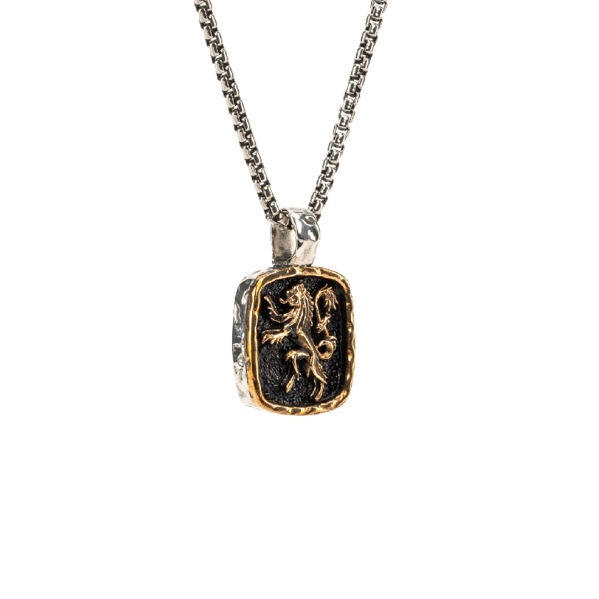 SS & Bronze Keith Jack Lion Rampant Necklace      

Sterling Silver & Bronze Keith Jack Lion Rampant Necklace

Pendant Size Small

Chain Length 20'

