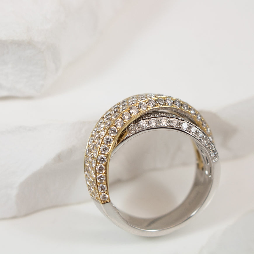 14K Two Tone Pave Wrapped Diamond Ring