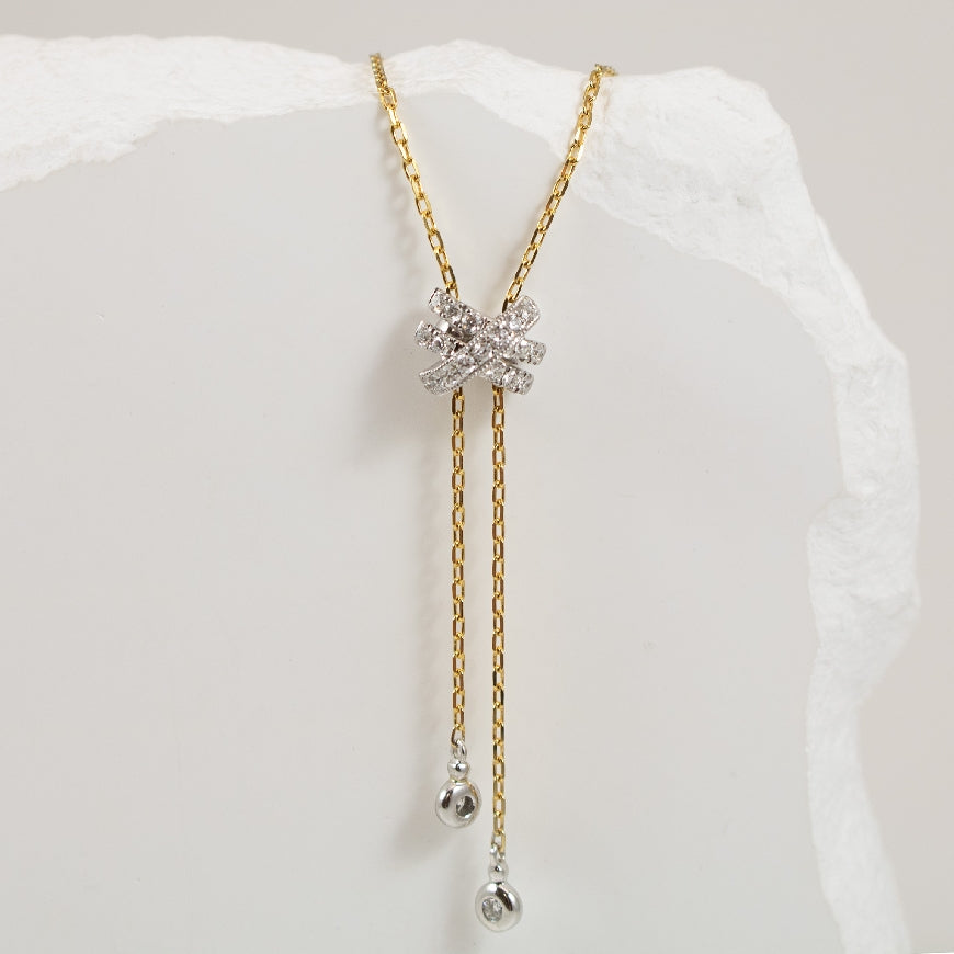 14KY/W Diamond Lariat Bolo Style Moveable Necklace

14K Yellow & White Gold Natural Diamond Lariat Style Necklace 

0.21 Total Natural Diamond Weight

18' Chain Length with 2' Drop - Slider Style Drop, Fully Adjustable  