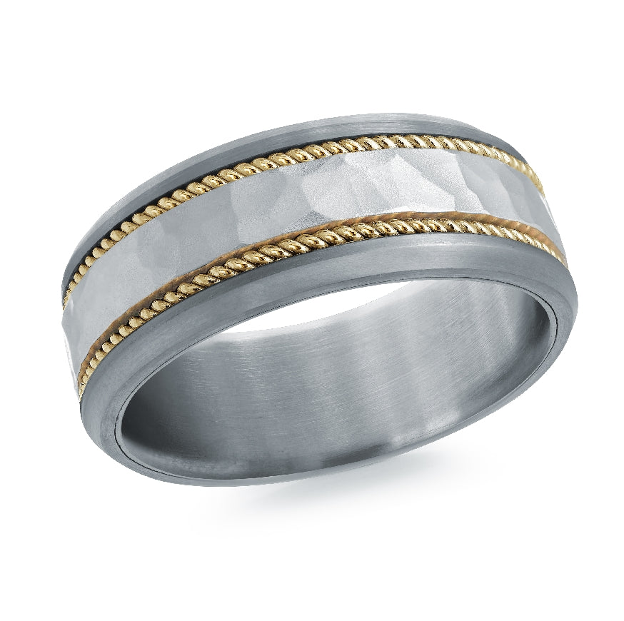 Mardini Mixed Metal Hammered Alt. 8.5mm Band        

Mardini 14K White & Yellow Gold Tantalum Alternative Band

Satin & Hammered Finish

Width 8.5mm

Finger Size 10 
