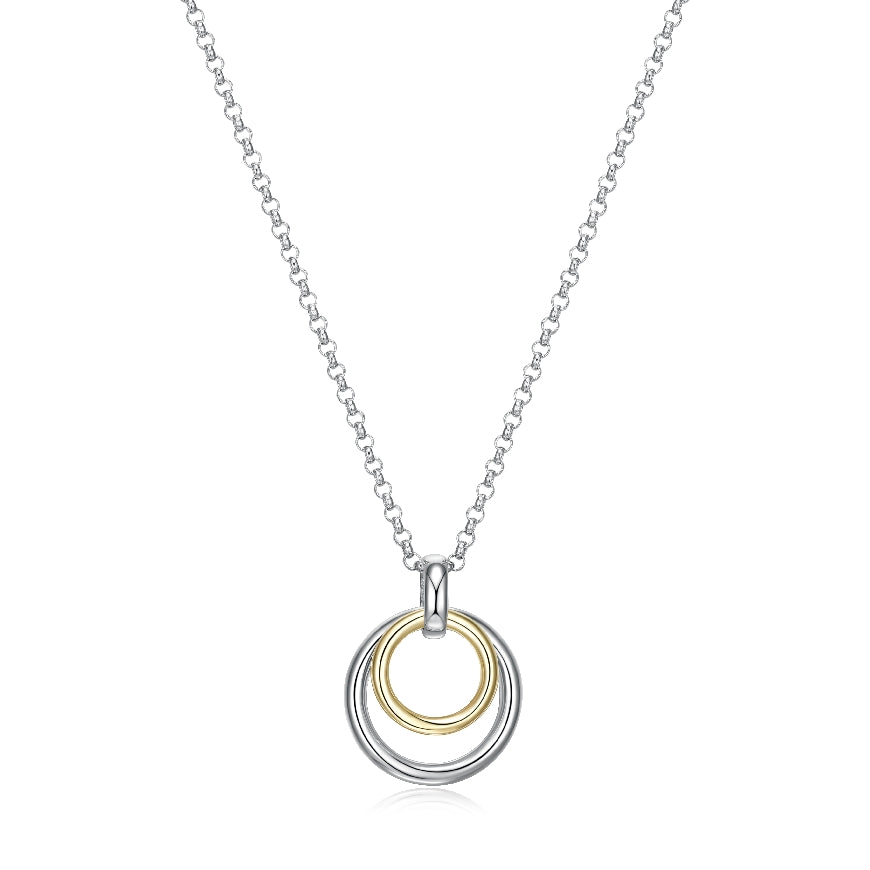 Elle Collection SS & G/R Plate Double Circle Necklace

Elle Collection Sterling Silver & Gold/Rhodium Plate 'Simpatico' Double Layer Circle Necklace

Chain Length 17' (Adjustable) 
