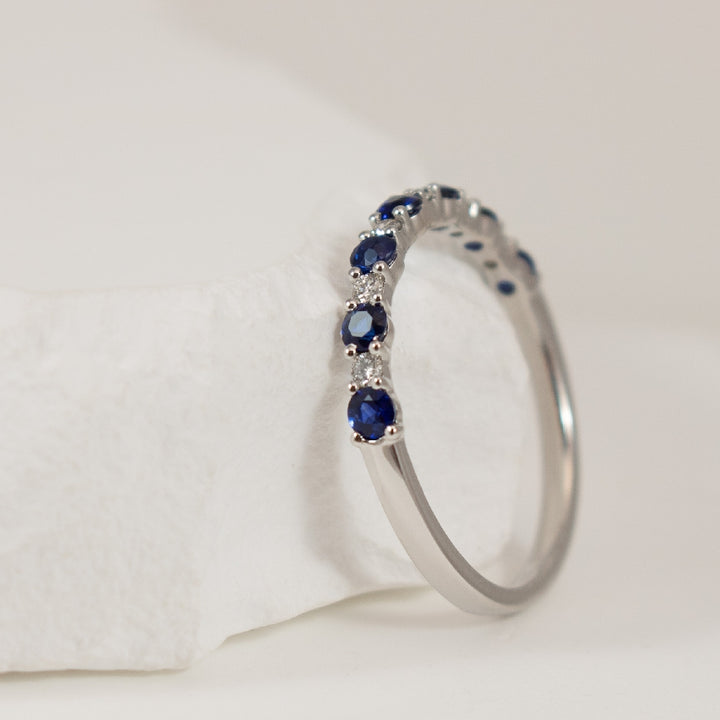 14KW Roman & Jules Classic Sapphire & Diamond Band