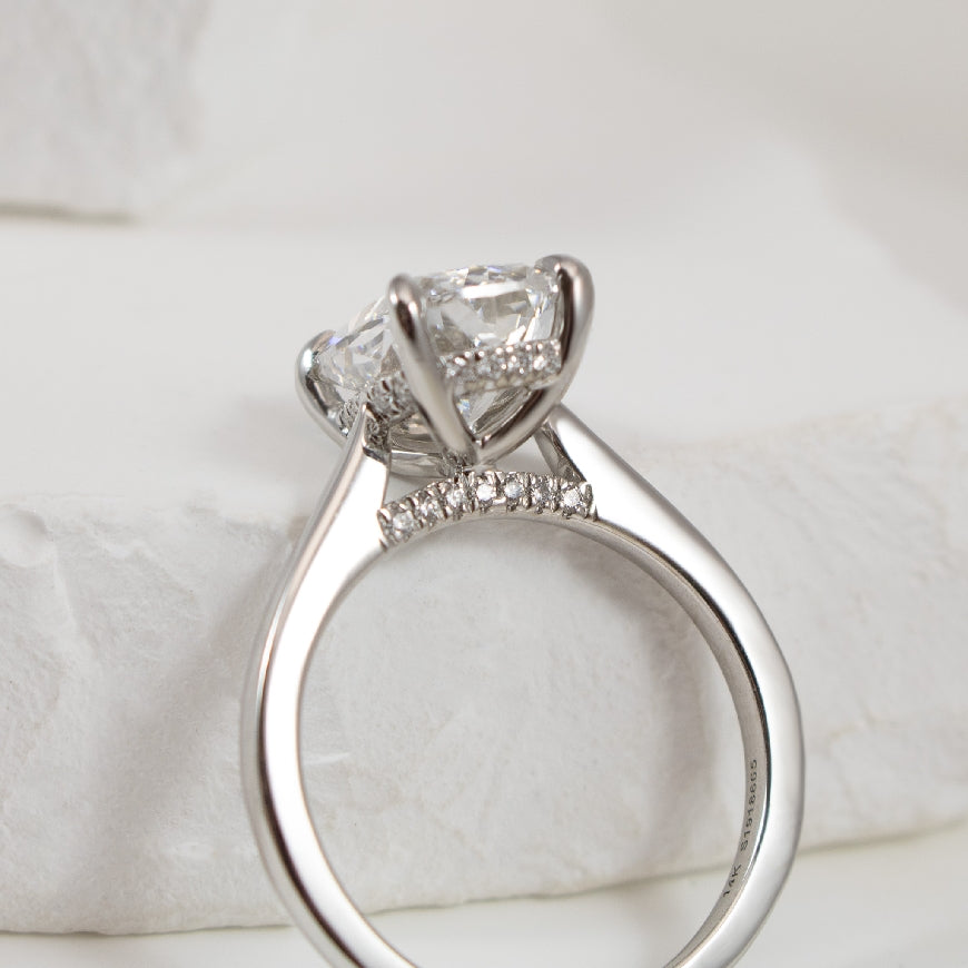 14KW Elongated Cushion Cut Diamond Engagement Ring