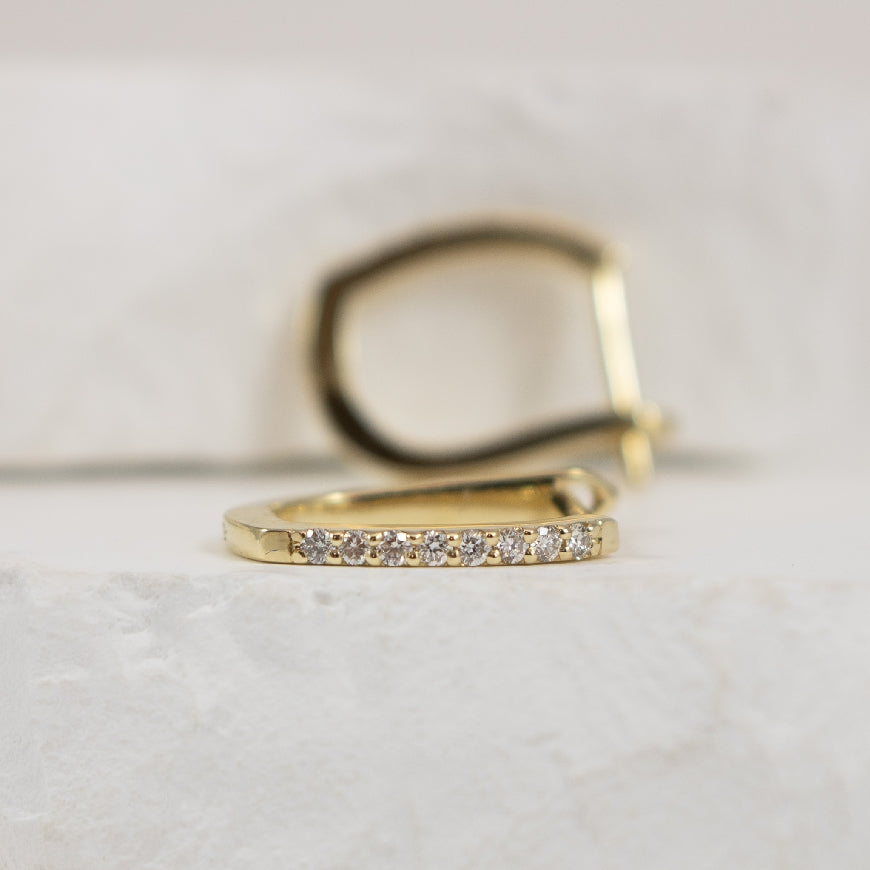 14KY Petite Diamond Huggie Hoop Earrings            

14K Yellow Gold Natural Diamond Hoop Earrings 

0.12 Total Natural Diamond Weight VS-SI Clarity, G-H Colour 

Earring Closure Huggie Hoop