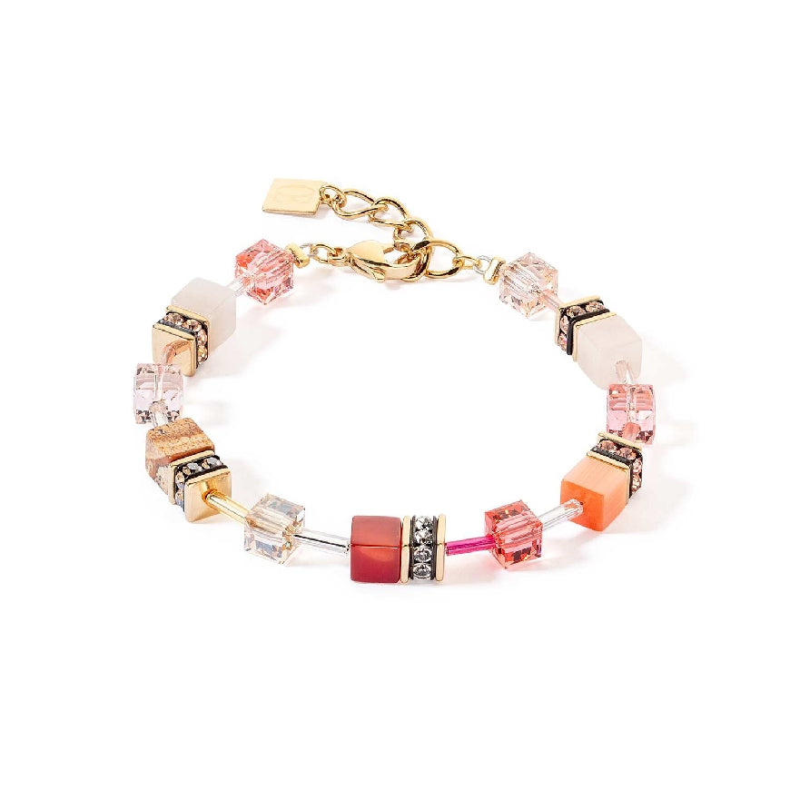 Coeur De Lion Geo Cube Rose & Orange Bracelet 