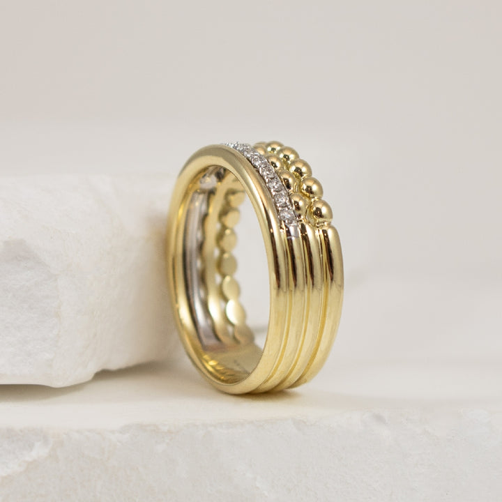 14KY Breuning Diamond Multi-Layer Ring