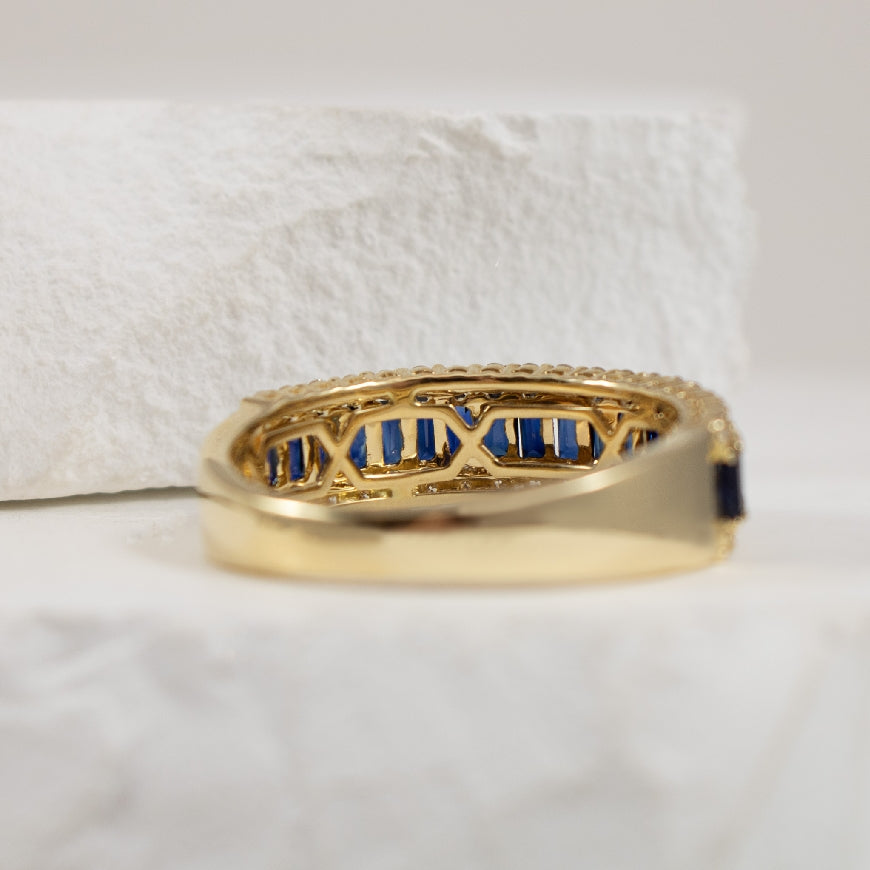 14KY S.Kashi Baguette Sapphire & Diamond Ring