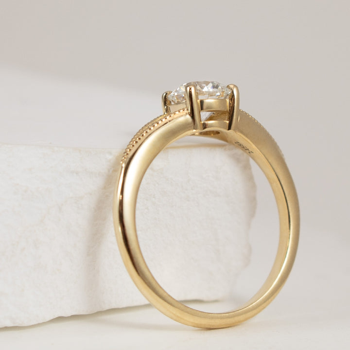 14KY Vintage Millgrain Diamond Engagement Ring