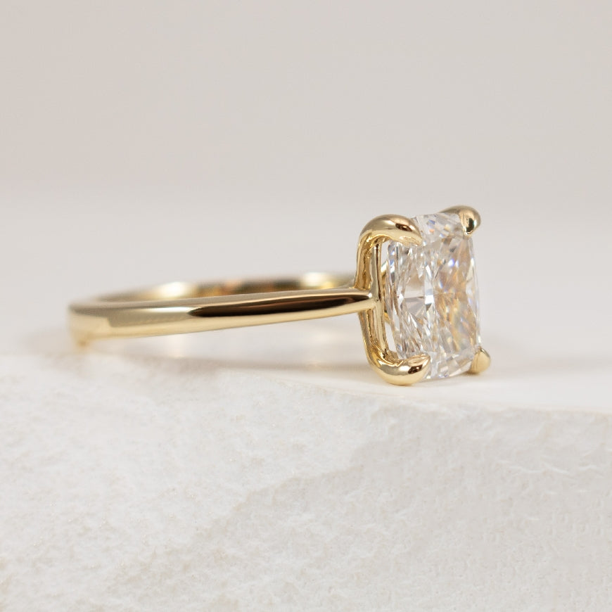 14KY Elongated Cushion Solitaire Engagement Ring