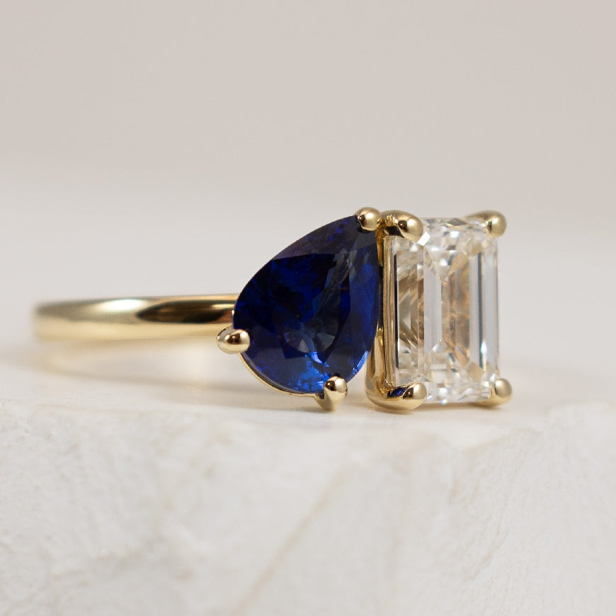 14KY Toi et Moi Sapphire & Diamond Ring