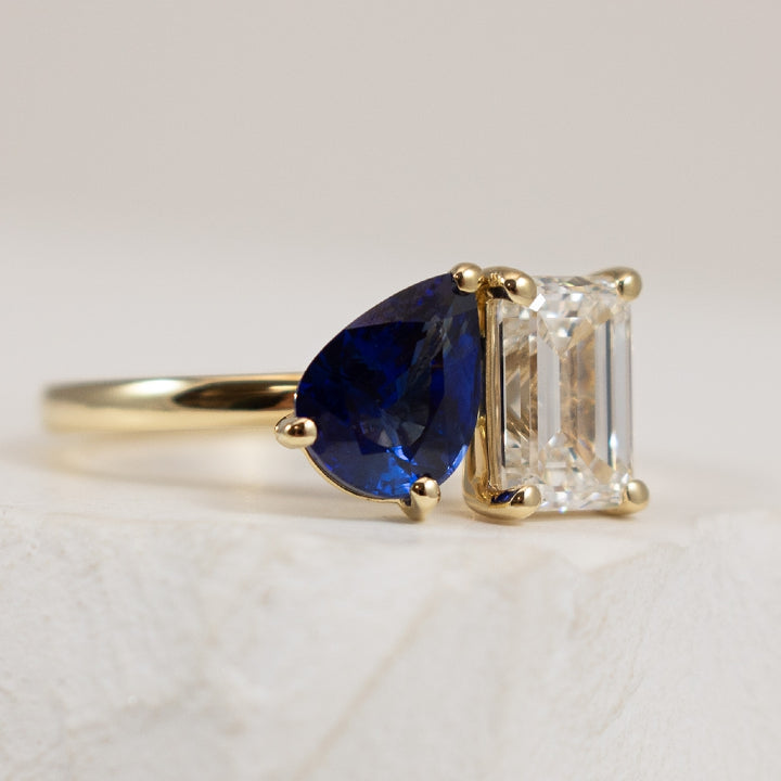 14KY Toi et Moi Sapphire & Diamond Ring