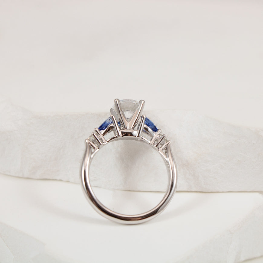 14KW 1.03CT Diamond & Sapphire Engagement Ring