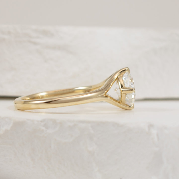 14KY East West Cushion Solitaire Engagement Ring