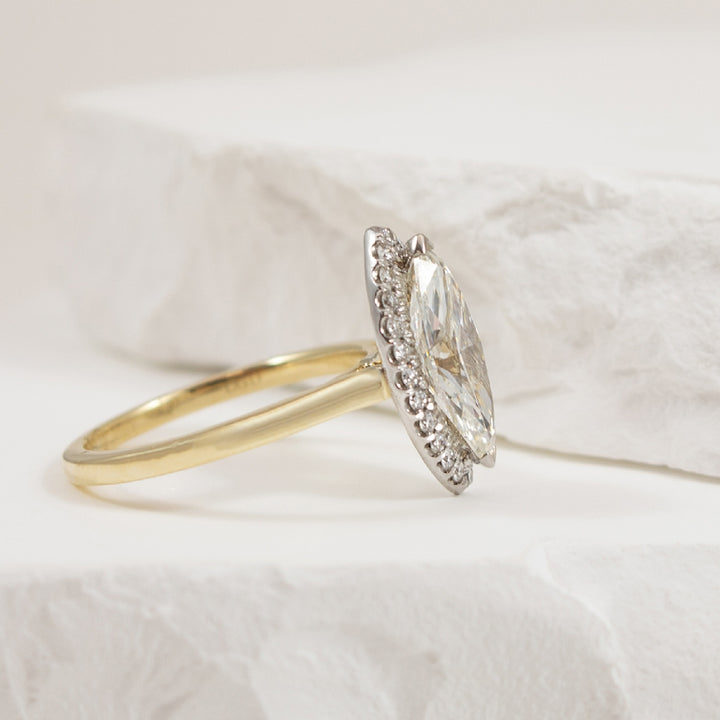 14KY 2.04CT Marquise Halo Diamond Engagement Ring