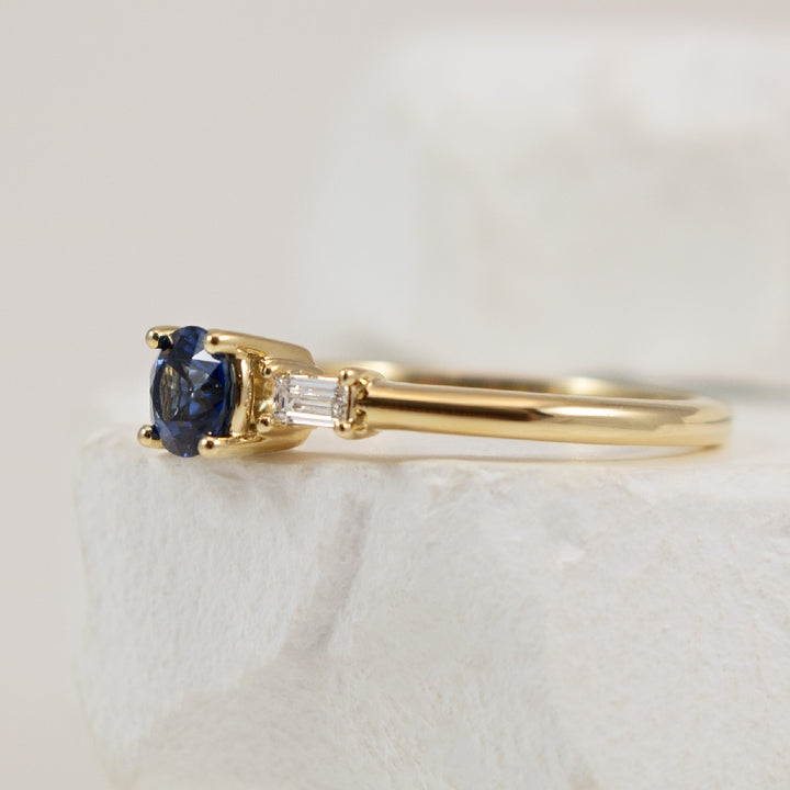 14KY Sapphire & Diamond Three Stone Ring