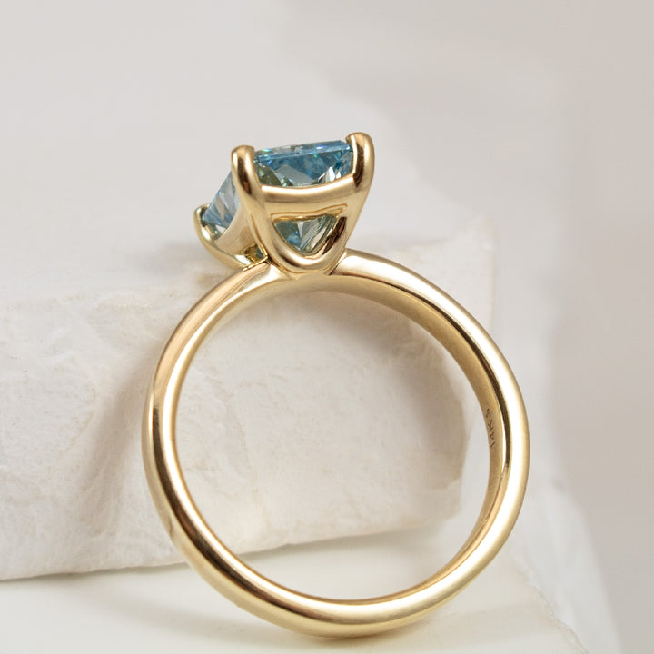 14KY Fancy Vivid Blue Diamond Engagement Ring