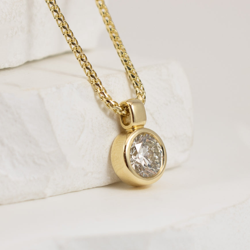 14KY 1.20 Carat Diamond Bezel Necklace