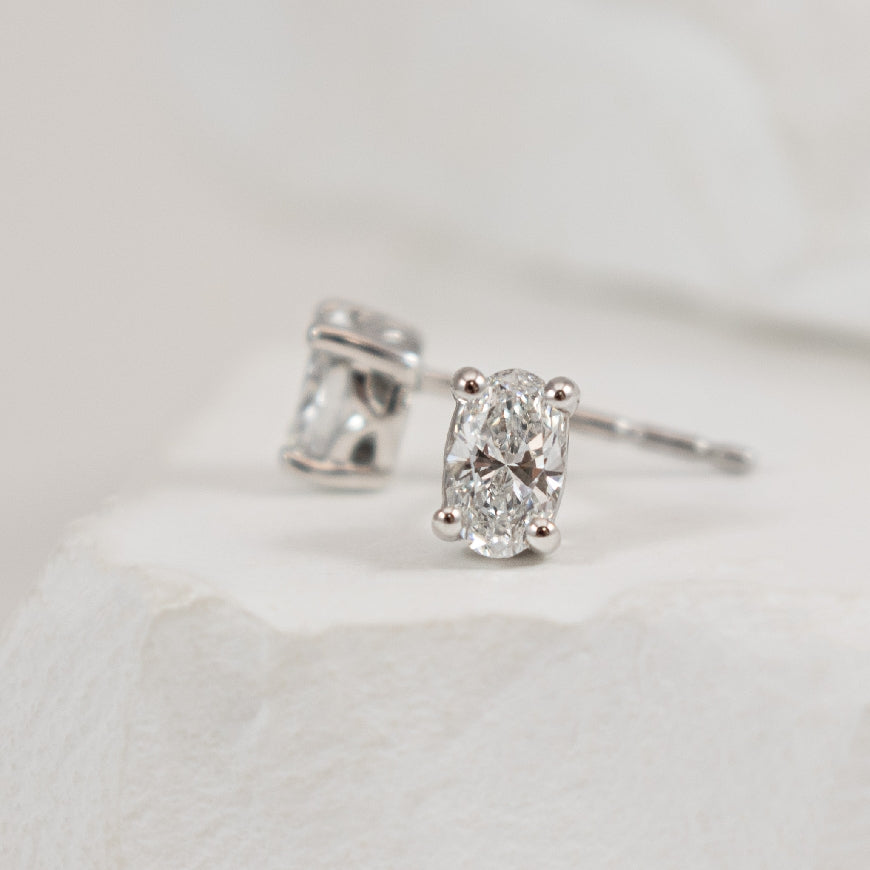 10K White Gold Oval Cut Lab Grown Diamond Solitaire Earrings

0.40 Total Lab Grown Diamond Weight 

Earring Closure Post with Butterfly Back 

