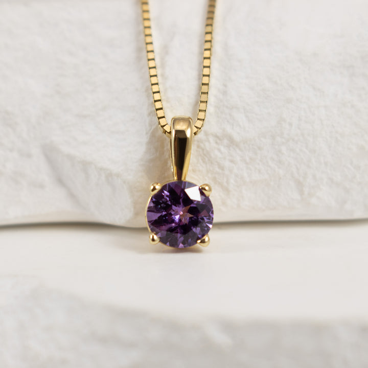 14KY Purple Sapphire Solitaire Necklace