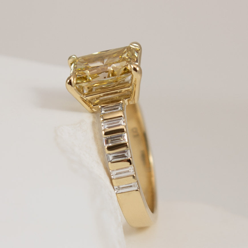 14KY Fancy Intense Yellow Diamond Engagement Ring