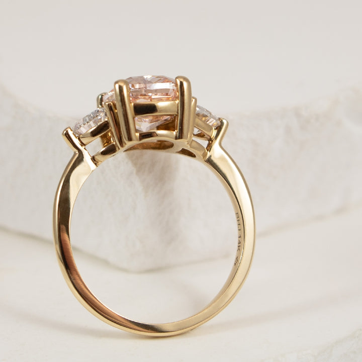 14KY Pink Diamond Three Stone Engagement Ring