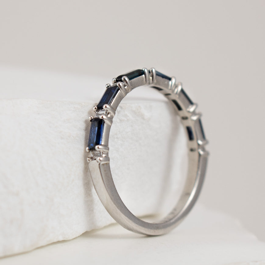 14KW Baguette Sapphire & Diamond Band
