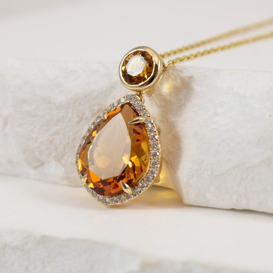 14KY Diamond & Citrine Necklace