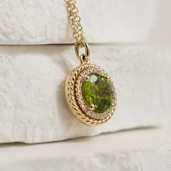 14KY Diamond & Peridot Necklace