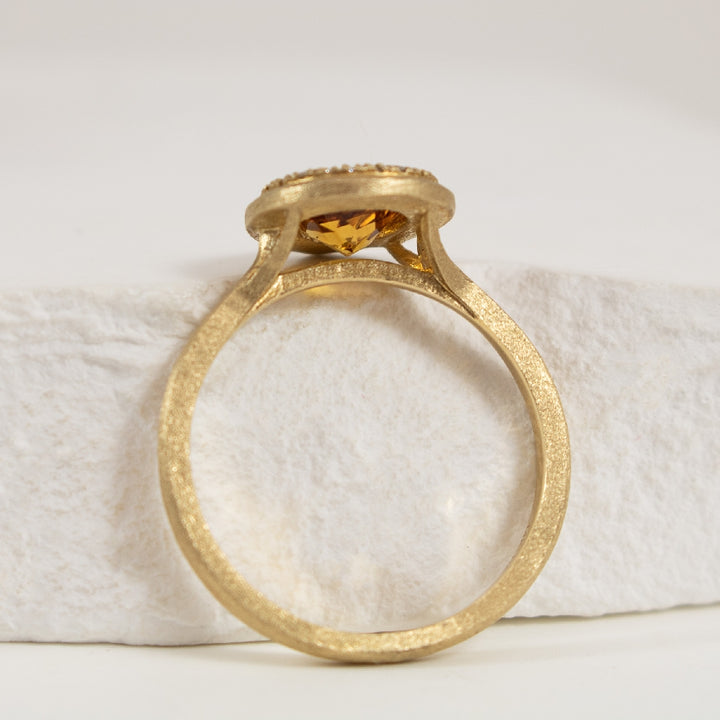14KY Diamond & Citrine Halo Ring
